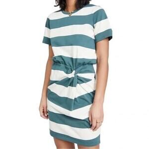 Veronica Beard Jeans Striped Knot Tyla Tee‎ Shirt Dress Stripes Women's Large